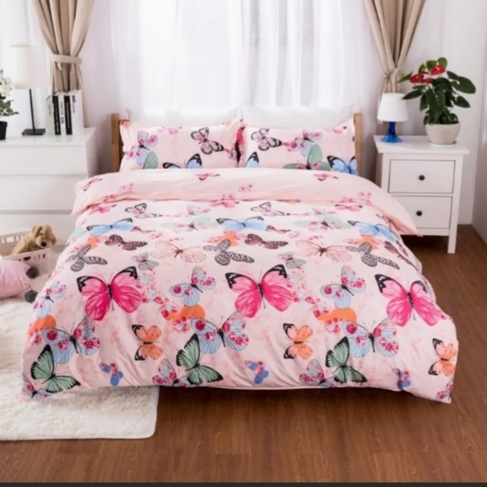 New LAMEJOR Butterflies Duvet Shams Queen Set of 3